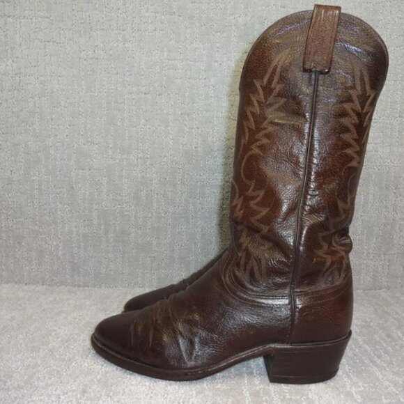 dan Post Men’s Size 8 EW Brown Leather Round Toe Pull On Western Boots P2555 - Picture 5 of 9